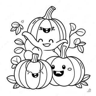 Pagina Para Colorear De Una Adorable Familia De Calabazas 20352-18906