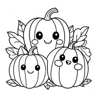 Pagina Para Colorear De Una Adorable Familia De Calabazas 20352-18908