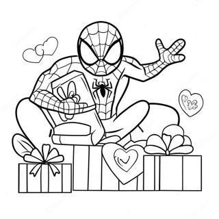 Pagina Para Colorear De Spiderman Con Regalos De San Valentin 20362-18913