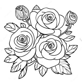 Pagina Para Colorear De Un Hermoso Ramo De Rosas 20372-18922