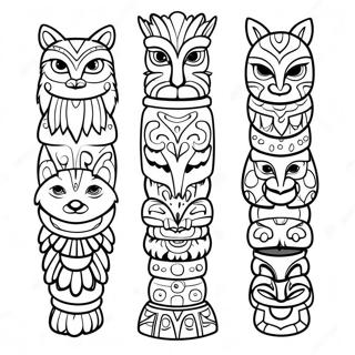 Pagina Para Colorear De Un Totem Colorido Con Animales 20452-18985