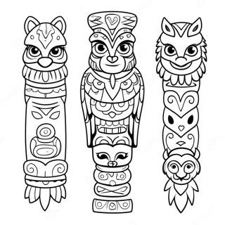 Pagina Para Colorear De Un Totem Colorido Con Animales 20452-18988