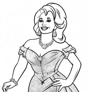 Pagina Para Colorear De Dolly Parton En Vestido Brillante 20482-19009