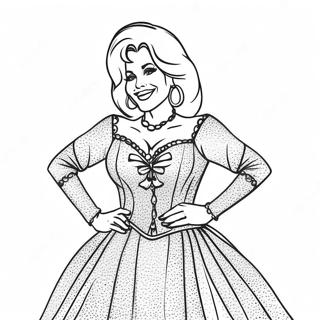 Pagina Para Colorear De Dolly Parton En Vestido Brillante 20482-19010