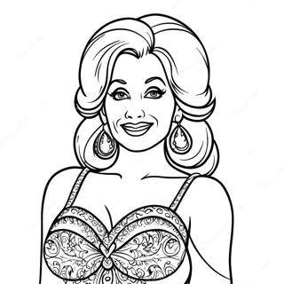 Pagina Para Colorear De Dolly Parton En Vestido Brillante 20482-19012