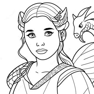 Pagina Para Colorear De Daenerys Targaryen Con Dragon 20532-19050