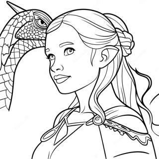 Pagina Para Colorear De Daenerys Targaryen Con Dragon 20532-19051