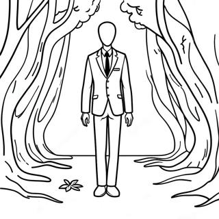 Pagina Para Colorear De Slenderman Espeluznante En El Bosque 20542-19057