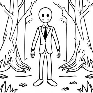 Pagina Para Colorear De Slenderman Espeluznante En El Bosque 20542-19058