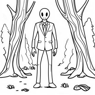 Pagina Para Colorear De Slenderman Espeluznante En El Bosque 20542-19059