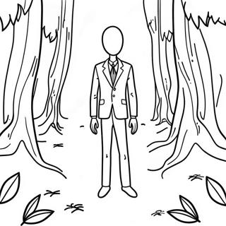 Pagina Para Colorear De Slenderman Espeluznante En El Bosque 20542-19060