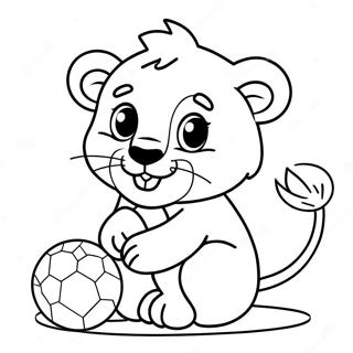 Pagina Para Colorear De Un Lindo Bebe Leon Jugando Con Una Pelota 20642-19137