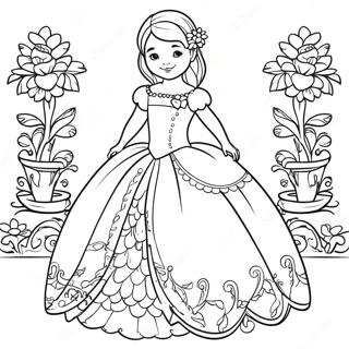 Pagina Para Colorear De Isabella En Su Hermoso Vestido 20652-19146