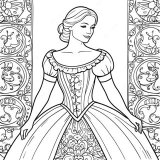 Pagina Para Colorear De Isabella En Su Hermoso Vestido 20652-19147