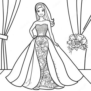 Pagina Para Colorear De Barbie En Un Vestido Brillante 20702-19185