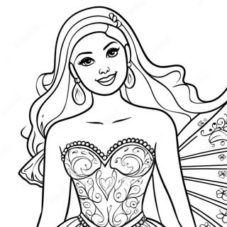 Pagina Para Colorear De Barbie En Un Vestido Brillante 20702-19186