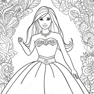 Pagina Para Colorear De Barbie En Un Vestido Brillante 20702-19188