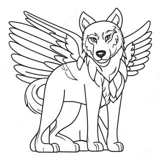 Pagina Para Colorear De Un Lobo Majestuoso Con Alas 20732-19209