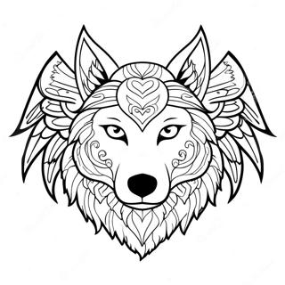 Pagina Para Colorear De Un Lobo Majestuoso Con Alas 20732-19211