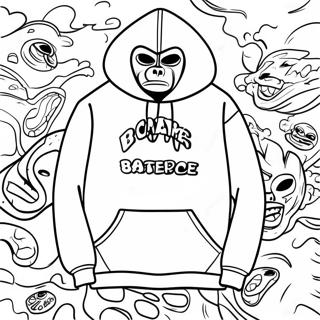 Pagina Para Colorear Del Diseno De Sudadera De Bape 20813-19266