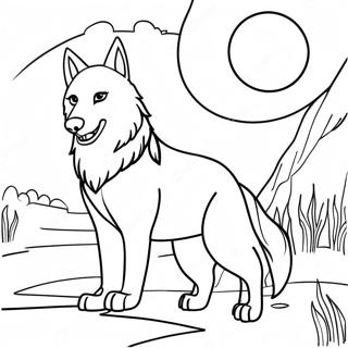 Pagina Para Colorear De Un Lobo Majestuoso A La Luz De La Luna 21013-19428