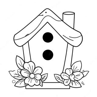 Pagina Para Colorear De Una Casa Para Pajaros Linda Con Flores 21063-19466