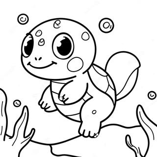 Pagina Para Colorear De Un Cute Squirtle Nadando 2112-1736