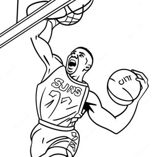 Pagina Para Colorear De Jugador De Baloncesto De Phoenix Suns Haciendo Un Mate 21233-19597