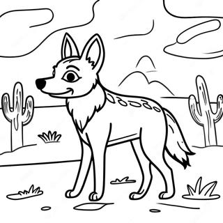 Pagina Para Colorear De Un Coyote Jugueton En El Desierto 21283-19637