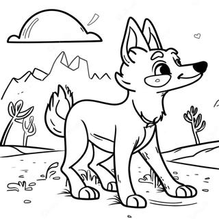 Pagina Para Colorear De Un Coyote Jugueton En El Desierto 21283-19639