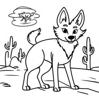 Pagina Para Colorear De Un Coyote Jugueton En El Desierto 21283-19640