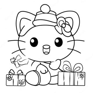 Hola Kitty Navidad Páginas Para Colorear