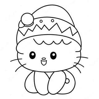 Pagina Para Colorear De Hello Kitty Festiva Con Sombrero De Santa 21523-19830