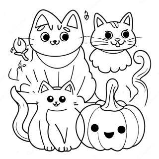 Gatos De Halloween Páginas Para Colorear