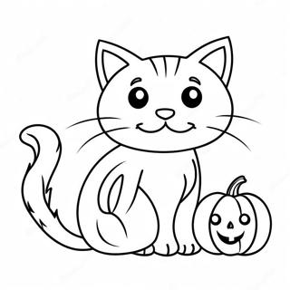 Pagina Para Colorear De Un Gato Negro Espeluznante Con Calabaza 21693-20112