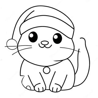 Pagina Para Colorear De Adorable Gato Navideno Con Gorro De Santa 21793-20191