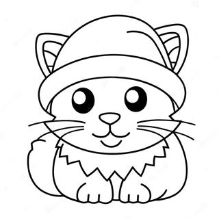 Pagina Para Colorear De Adorable Gato Navideno Con Gorro De Santa 21793-20192