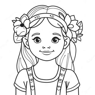 Pagina Para Colorear De Una Nina Adorable Con Corona De Flores 22074-20408