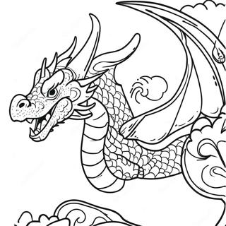 Pagina Para Colorear De Dragon De Fuego Majestuoso Volando 22094-20422