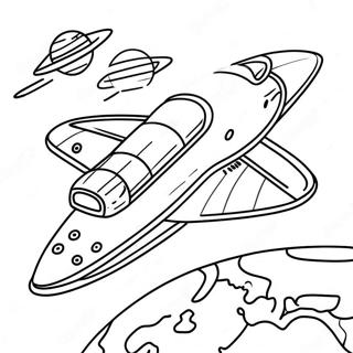 Pagina Para Colorear Del Transbordador Espacial Colorido En Orbita Alrededor De La Tierra 22314-20599