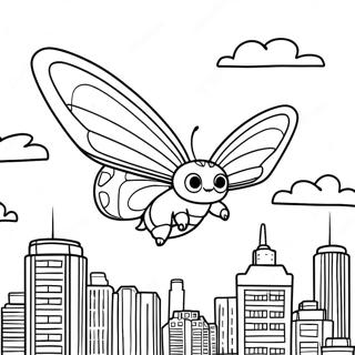 Pagina Para Colorear De Mothra Volando Sobre La Ciudad 22584-20815