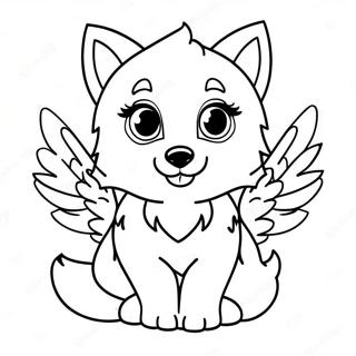 Pagina Para Colorear De Un Lindo Lobo Bebe Con Alas Coloridas 22604-20831