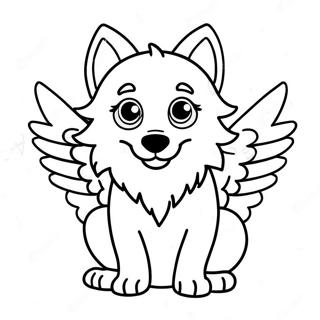 Pagina Para Colorear De Un Lindo Lobo Bebe Con Alas Coloridas 22604-20832