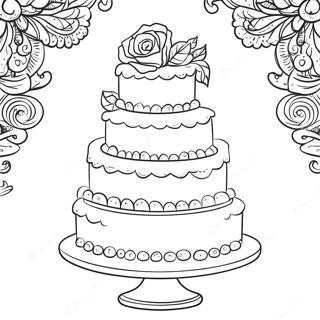 Pagina Para Colorear De Un Elegante Pastel De Boda 22633-20851