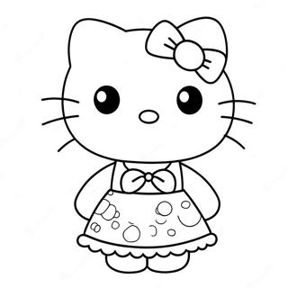 Pagina Para Colorear De Hello Kitty En Un Vestido Lindo 22814-20992