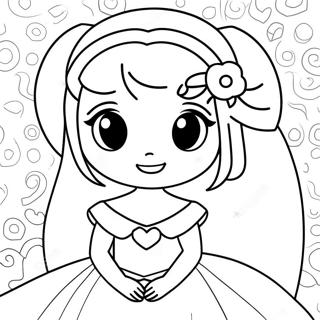 Pagina Para Colorear De Princesa De Anime Con Vestido Brillante 22884-21045