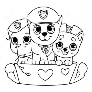 Pagina Para Colorear De Lindos Cachorros De Paw Patrol Con Corazones 23054-21181