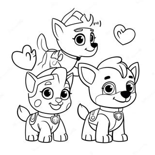 Pagina Para Colorear De Lindos Cachorros De Paw Patrol Con Corazones 23054-21182