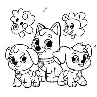 Pagina Para Colorear De Lindos Cachorros De Paw Patrol Con Corazones 23054-21184