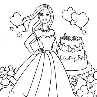 Pagina Para Colorear De La Celebracion De Cumpleanos De Barbie 23113-21226